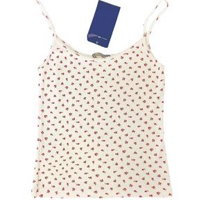 Brandy Melville Red Rose Floral Print Rose Cami Minimalist Soft Tank Top MWT